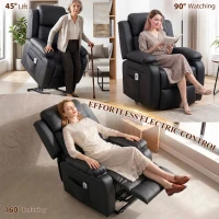 HOMCOM Riser and Recliner Chair with Vibration Massage, PU Leather Power Lift Chair for Elderly, Black(m-4)