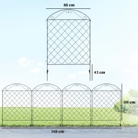 Outsunny Decorative Garden Fencing, 43in x 11.4ft Outdoor Picket Fence Panels, 4PCs Rustproof Steel Wire Landscape Flower Bed Border Edging, Gentle Swirls(m-3)