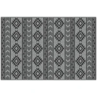 Outsunny Alfombra de Exterior Reversible 182x274 cm Impermeable Anti-UV para Viajes en Autocaravana Negro y Gris(m-1)
