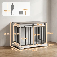 PawHut 80 cm Dog Crate Furniture with Sliding Barn Door for Medium Dogs, White(m-3)