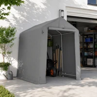 Outsunny 7.5 x 6.2 ft Outdoor Garden Storage Shed, Waterproof Bike Tent with Roll-Up Zipper Door and Vent, Dark Grey(m-9)