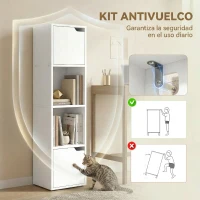 HOMCOM Estantería para Libros con 2 Puertas Librería Estrecha de 4 Niveles con 2 Estantes Abiertos 30x29x119 cm Blanco(m-7)