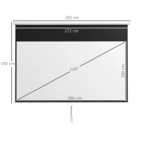HOMCOM Écran de projection TV et Home Cinema de 120 Pouces vidéo projecteur 16:9 4K HD, fixation mural ou plafond(m-3)