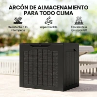 Outsunny Baúl de Almacenaje Exterior de Polipropileno Impermeable con Asas y Soporte para Candado 56x41x50 cm Negro(m-7)