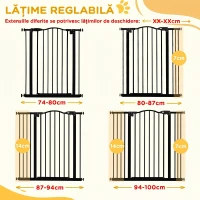 PawHut Poartă Extensibilă pentru Câini cu 4 Șuruburi Reglabile, din Metal și Plastic, 74-100x94 cm, Negru(m-9)