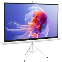 HOMCOM Ecran Proiector Pliabil de 100" Format 16:9 cu Trepied Reglabil, 235,8x8x136 cm, Alb(m-12)