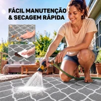 Outsunny Tapete de Exterior Moderno Reversível e Impermeável para Varanda Campismo Praia 182x274cm Cinza e Branco(m-5)