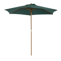 Outsunny Ombrellone da Giardino 2.5x2.3m a 6 Stecche, in Legno e Poliestere, Verde Scuro(m-1)
