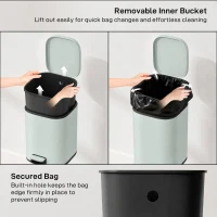 HOMCOM 30L Kitchen Bin, Compact Pedal Bin with Soft-Close and Stay-Open Lid, Removable Bucket for Kitchen, Home, Office, Green(m-6)