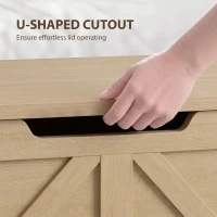 HOMCOM 100L Home Storage Box, with Safety Hinge - Nature Wood Finish(m-6)