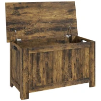 HOMCOM Baú de arrumação com tampa basculante, Caixa de brinquedos com dobradiças de segurança, castanho rústico(m-1)