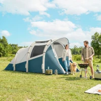 Outsunny Inflatable Camping Tent w/ Air Pump, Easy Setup 2-3 Person Blow Up Tent, Green(m-2)