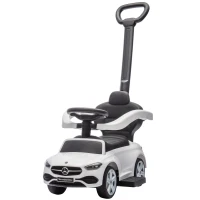 AIYAPLAY 2 in 1 Baby Ride on Push Car Mercedes-Benz C-Class Licensed Walker Foot to Floor Push-Along with Removable Handle, White(m-11)