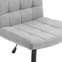 HOMCOM Armless Office Chair, Cross Legged Linen Computer Desk Vanity Chair with Wide Seat, Rocking Function, Grey(m-12)