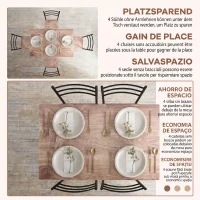 HOMCOM Set din 5 Piese cu Masă de Bucătărie Dreptunghiulară și 4 Scaune Moderne din MDF și Oțel, 110x70x75 cm , Maro(m-5)