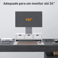 HOMCOM Suporte Elevatório para Monitor de Secretária com 3 Gavetas para PC e Portátil 51x24x13 cm Branco(m-6)