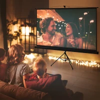 HOMCOM Projectiescherm met statief 221 x 124 cm 254 cm 16:9 HD 4K rolscherm(m-2)