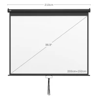 HOMCOM Ecran Proiecție 100" Reglabil cu Montare pe Tavan și Perete, Format 4:3, 203x152cm, Alb și Negru(m-3)