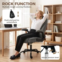 HOMCOM Office Chair, Ergonomic Desk Chair with Flip-up Armrest, Pocket Springs, Swivel Wheels, Adjustable Height, Dark Grey(m-7)