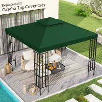 Outsunny 3(m) Gazebo Top Cover Double Tier Canopy Replacement Pavilion Roof Dark Green(m-2)