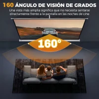 HOMCOM Pantalla de Proyección con Soporte Portátil 100 Pulgadas Formato 16:9 con Altura Ajustable 221x124 cm Blanco(m-4)