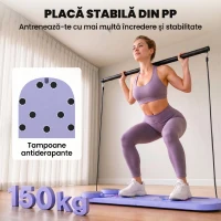 SPORTNOW Platformă Pilates 5 în 1 Pliabilă, Set Reformer pentru Antrenament Acasă, PP, Albastru Deschis(m-7)