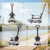 AIYAPLAY 2 in 1 Baby Ride on Push Car Mercedes-Benz C-Class Licensed Walker Foot to Floor Push-Along with Removable Handle, White(m-8)