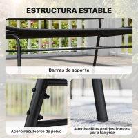 Outsunny Banco Exterior de Ratán de 2 Plazas con Asiento y Respaldo Tejidos de Ratán Estructura de Acero Carga 240 kg Negro(m-7)