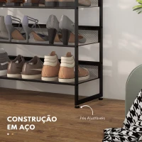 HOMCOM Sapateira Estreita de 5 Níveis em Aço para 15 Pares, Preta(m-6)
