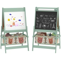 AIYAPLAY Tablă pentru Copii cu Șevalet 3 în 1 și 2 Recipiente, Vârsta 3-8 ani, 54x46.5x93cm, Verde(m-11)