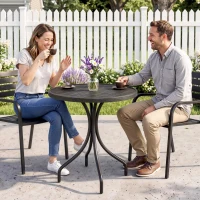 Outsunny Φ66cm Galvanised Steel Garden Table - Grey(m-7)