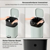 HOMCOM 30L Küchenmülleimer Pedaleimer mit Deckel, Soft-Close- und Offenhalte-Funktion für Küche, Zuhause(m-6)