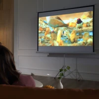 HOMCOM Telo Proiettore da 84 Pollici 4K HD Formato 4:3 con Treppiede Pieghevole e Altezza Regolabile, Schermo per Proiettore Portatile, Grandangolo di 160 Gradi, per Casa Home Cinema Esterno, Bianco(m-2)