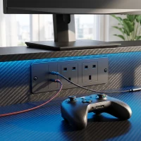 HOMCOM Two-Level LED Gaming Desk - Black(m-11)