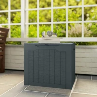 Outsunny Cufăr de Grădină cu Mânere, Container pentru Unelte Impermeabil, 56x41x50 cm, Gri Închis(m-9)