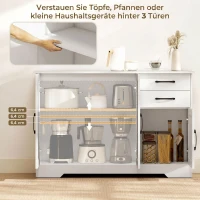 HOMCOM Sideboard mit 2 Schubladen, modernem Aufbewahrungsschrank, verstellbarem Einlegeboden und 3 Türen, Weiß(m-4)