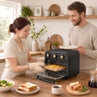 HOMCOM Air Fryer Toaster Oven, Convection Countertop Oven, with Adjustable Temperature and Timer, 12 L, Black(m-8)