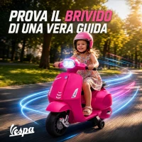 AIYAPLAY Moto Elettrica per Bambini Licenza Vespa, Batteria Ricaricabile 6V, Rotelle e Luci, Età 2-4 Anni, Rosa(m-6)