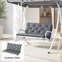 Outsunny 2 Seater Bench Pad, Garden Swing Chair Cushion with Back and Ties, Tufted Style Garden Furniture Window Seat Cushion for Indoor and Outdoor Use, 98 x 100 cm, Dark Grey(m-2)