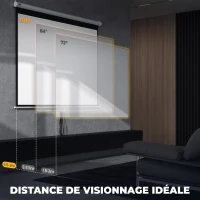 HOMCOM Écran de Projection 100" 4:3 HD 4K, Boîtier en Métal, Écran Hauteur Réglable Manuellement, 203x152cm, Blanc(m-7)