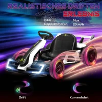 HOMCOM 4 V Elektro Go-Kart für Kinder Bis 12 Km/h Gokart mit Drift-Funktion, 2 Motoren verstellbarem Sitz Sanftanlauf(m-4)
