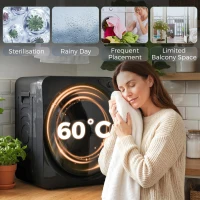 HOMCOM 5kg Vented Tumble Dryer, 1000W Compact Tumble Dryer with 5 Drying Modes, Stainless Steel Tub, Black(m-6)