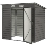 Outsunny 4 x 6ft Galvanised Metal Garden Shed, with Locking Door - Grey(m-15)