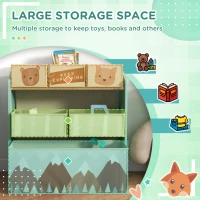 ZONEKIZ Kids Storage Unit, Toy Storage Organiser, with Six Fabric Bins, for Bedrooms, Playrooms, Nurseries - Green(m-4)