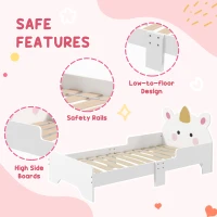 ZONEKIZ Kids Bedroom Furniture Set with Kids Dressing Table with Mirror and Stool, Toddler Bed Frame for 3-6 Years, Unicorn Design(m-4)
