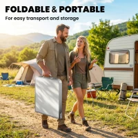 Outsunny 4ft Folding Camping Cupboard Kitchen, Height Adjustable Aluminium Camping Table with Storage, Lightweight Picnic Table for Outdoor Garden BBQ Party(m-7)