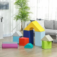 HOMCOM Parcours de motricité bébé 11PCS, module motricité bébé en mousse avec housse en polyuréthane et remplissage en EPE, multicolore(m-2)