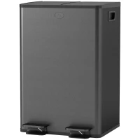 HOMCOM 2 x 28 L Doppelmülleimer, Pedalöffnung, leicht zu reinigen, Edelstahl, Kunststoff, Schwarz(m-11)