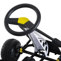 HOMCOM Vélo et véhicule pour enfants kart à pédales siège réglable frein manuel roues AR plastique acier noir jaune(m-8)