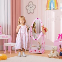 AIYAPLAY Kids Full Length Mirror, 360° Rotating Children Standing Mirror with Storage Shelf, Pink(m-2)